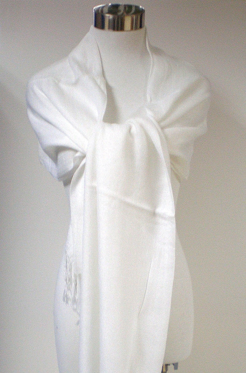Tapp Collections Premium Pashmina Shawl Wrap Scarf - White - Image 2