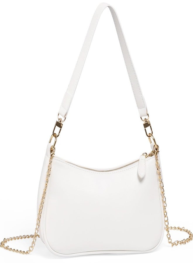وونت جور حقائب يد WantGor Clutch Tote، حقائب كتف للنساء، حقائب كروس بودي، حقيبة هوبو صغيرة، حقيبة يد عصرية من الجلد النباتي بتصميم كلاسيكي (أبيض) - Image 1