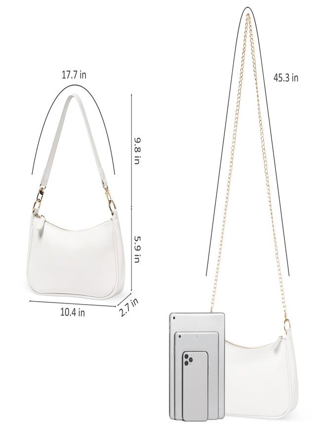 وونت جور حقائب يد WantGor Clutch Tote، حقائب كتف للنساء، حقائب كروس بودي، حقيبة هوبو صغيرة، حقيبة يد عصرية من الجلد النباتي بتصميم كلاسيكي (أبيض) - Image 4