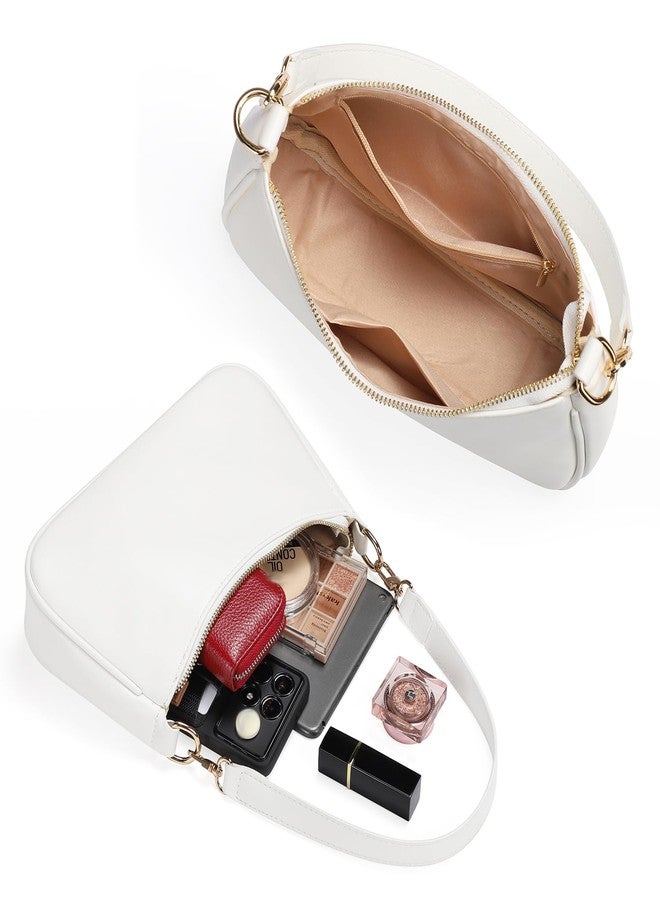 وونت جور حقائب يد WantGor Clutch Tote، حقائب كتف للنساء، حقائب كروس بودي، حقيبة هوبو صغيرة، حقيبة يد عصرية من الجلد النباتي بتصميم كلاسيكي (أبيض) - Image 3