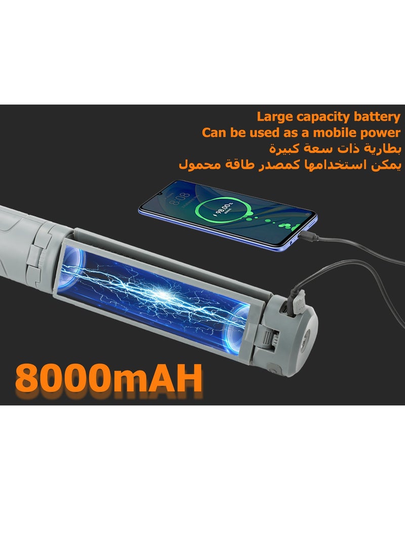 Sunbath Camping Light, Rechargeable Work Light, Portable 8000mAh Camping Light, Telescopic Camping Lantern with Stand, Dimmable Tent Lamps with Portable Flashlights for Camping, Hiking, Emergency - Image 3