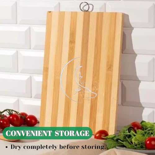 The Cook House - Natural Bamboo Wooden Chopping Board for Cutting Vegetables, Fruits - Asthetic Kitchen Accessorie/Item | BPA Free, Eco-Friendly, Durable, Reversible, Easy to Use & Clean (Large) - Image 4