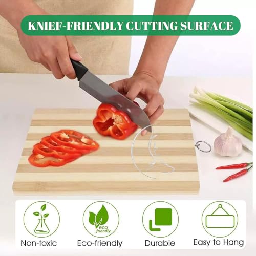 The Cook House - Natural Bamboo Wooden Chopping Board for Cutting Vegetables, Fruits - Asthetic Kitchen Accessorie/Item | BPA Free, Eco-Friendly, Durable, Reversible, Easy to Use & Clean (Large) - Image 5