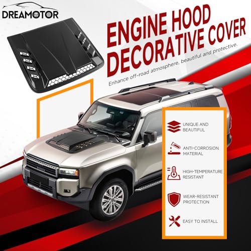 DREAMOTOR Hood Scoops For Cars, Universal Hood Scoop Hood Vents, Automotive Hood Scoops for Trucks Compatible with Dodge Ram 1500 2500 F150 F250 F350 Toyota Tundra GMC Sierra 1500 2500 Jeep Wrangler - Image 4