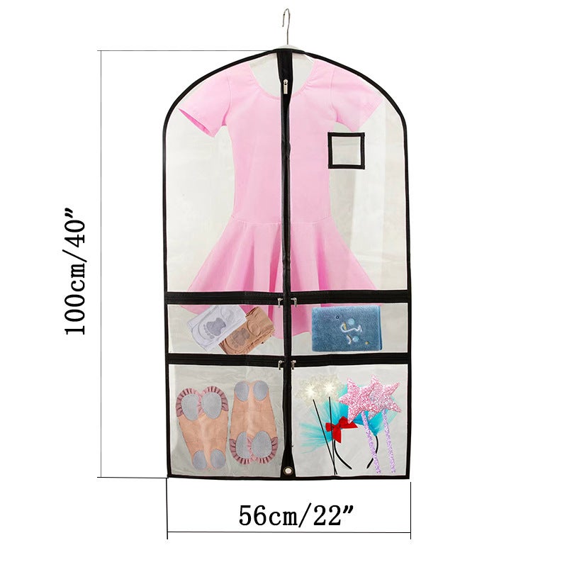 أكياس غبار ملابس الأطفال من بولي كلوريد الفينيل (PVC) كبيرة جدًا ومكثفة / غطاء غبار ملابس الأطفال / كيس تخزين تنورة الرقص للفتاة (لون أبيض) - Image 3