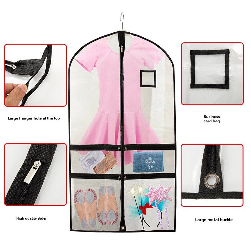 أكياس غبار ملابس الأطفال من بولي كلوريد الفينيل (PVC) كبيرة جدًا ومكثفة / غطاء غبار ملابس الأطفال / كيس تخزين تنورة الرقص للفتاة (لون أبيض) - Image 4