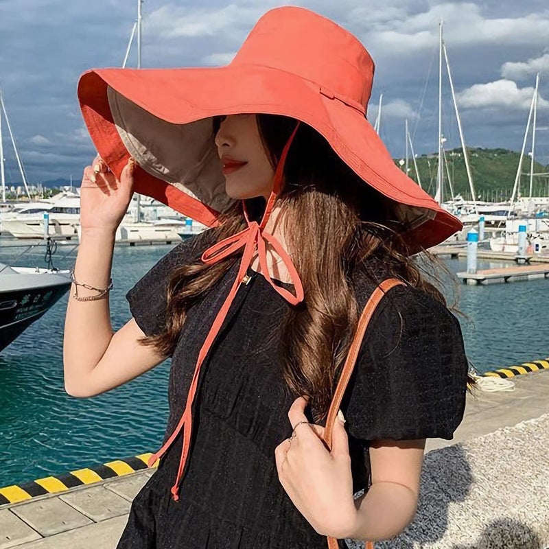 HUAMULAN 7" Wide Brim Women Summer Sun Hat Lady Floppy Beach Bucket Fishing Hats Reversible Foldable Travel UV Protection - Image 4