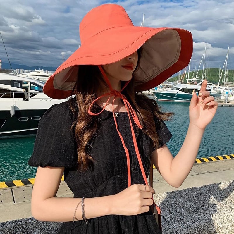HUAMULAN 7" Wide Brim Women Summer Sun Hat Lady Floppy Beach Bucket Fishing Hats Reversible Foldable Travel UV Protection - Image 5