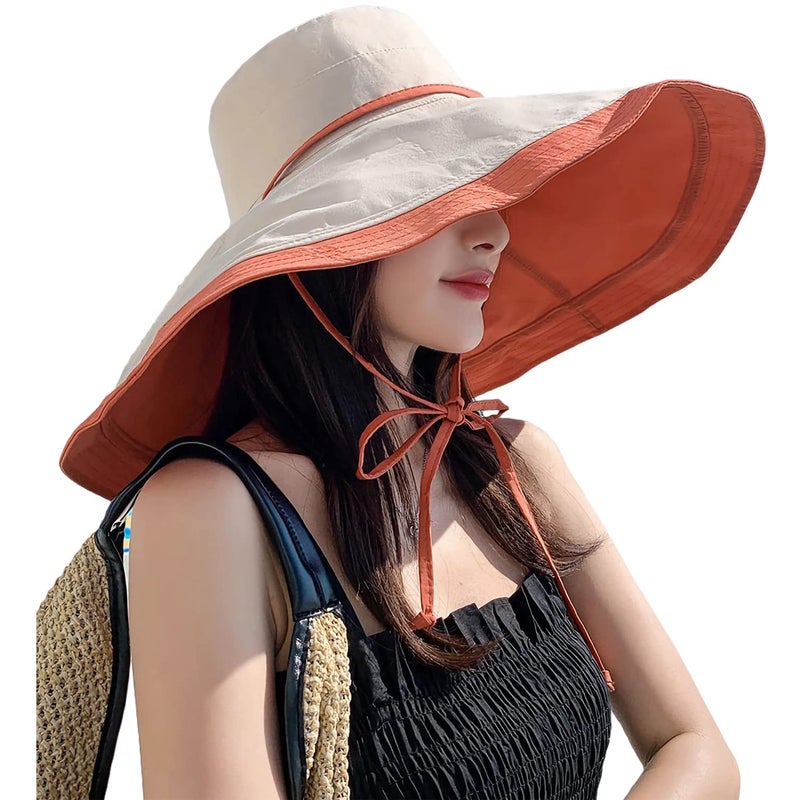 HUAMULAN 7" Wide Brim Women Summer Sun Hat Lady Floppy Beach Bucket Fishing Hats Reversible Foldable Travel UV Protection - Image 1
