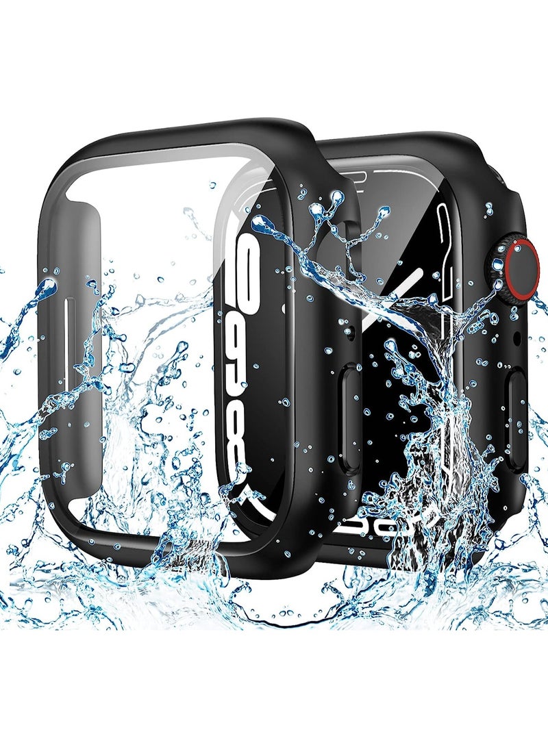 Full Protective Waterproof Case for Apple Watch 45mm Series 9 8 7 Hard PC Bumper with Screen Protector Face Cover and Accessories for iWatch 45 mm Black  - Image 1