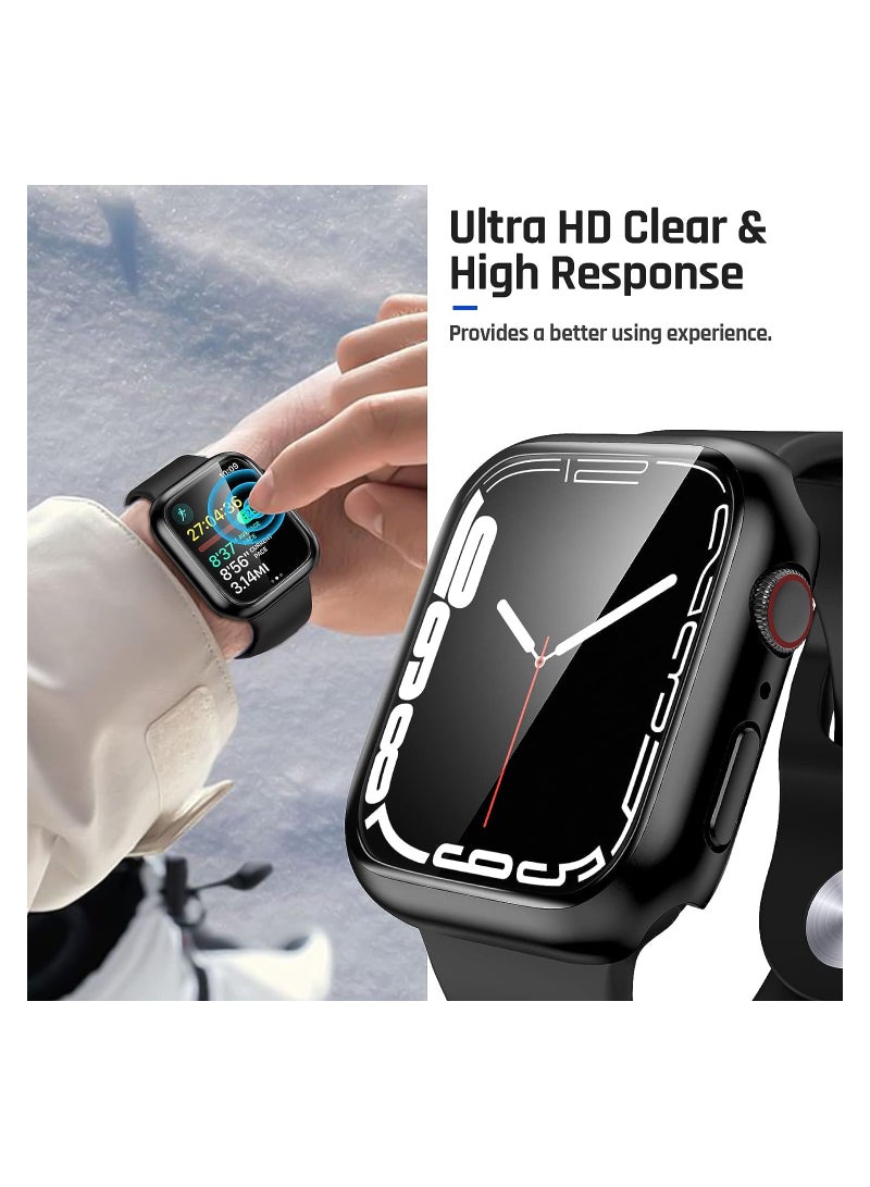 Full Protective Waterproof Case for Apple Watch 45mm Series 9 8 7 Hard PC Bumper with Screen Protector Face Cover and Accessories for iWatch 45 mm Black  - Image 4
