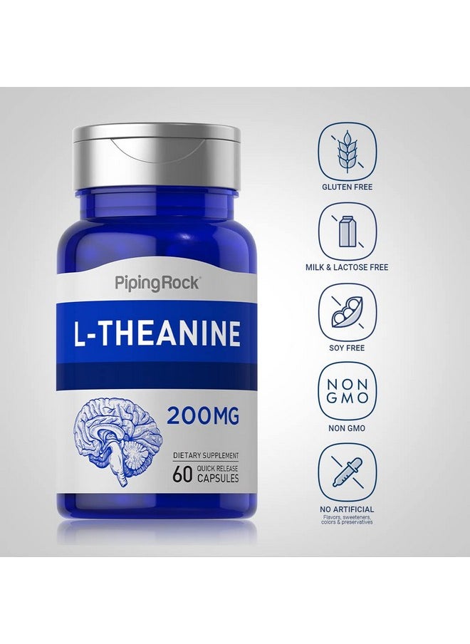Piping Rock L Theanine 200Mg Capsules  60 Count  Nongmo  Gluten Free Supplement  - Image 3