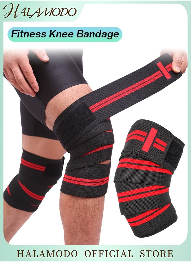 HALAMODO 1PCS Knee Wraps Compression and Elastic Support Knee Straps for Weightlifting & Powerlifting & Leg Press & Squats & Joint Stability Reinforced Stitching Knee Wrap Support for Men Women  - Image 1
