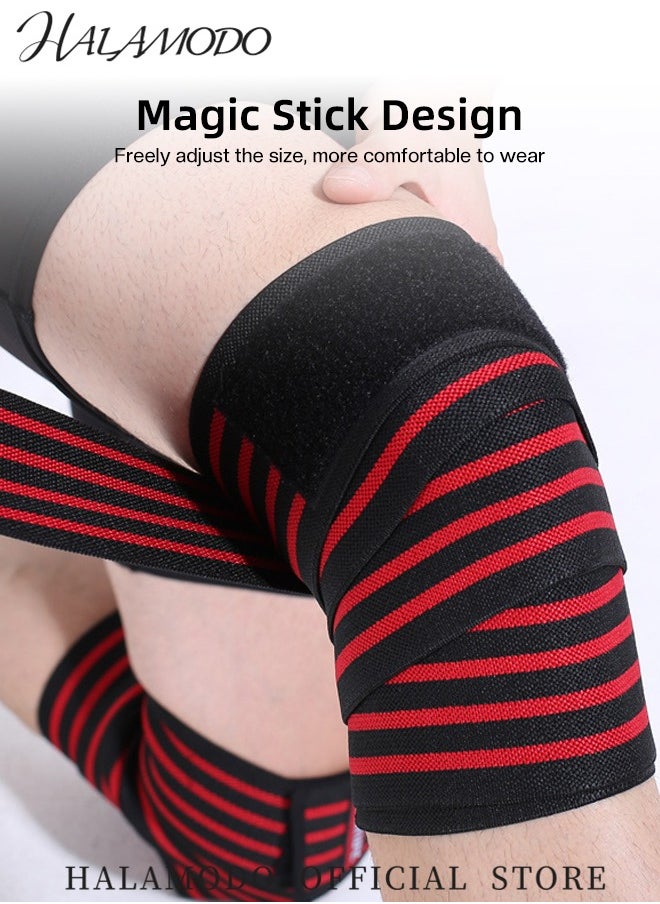 HALAMODO 1PCS Knee Wraps Compression and Elastic Support Knee Straps for Weightlifting & Powerlifting & Leg Press & Squats & Joint Stability Reinforced Stitching Knee Wrap Support for Men Women  - Image 4