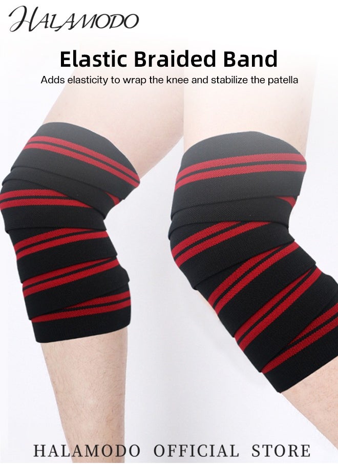 HALAMODO 1PCS Knee Wraps Compression and Elastic Support Knee Straps for Weightlifting & Powerlifting & Leg Press & Squats & Joint Stability Reinforced Stitching Knee Wrap Support for Men Women  - Image 5