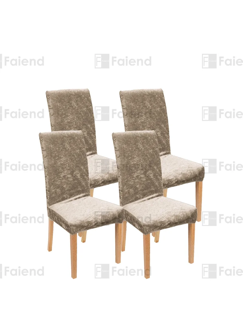 Faiend Elastic Velvet Chair Cover Kitchen Chair cover Washable Chair protector (4-pcs) milky