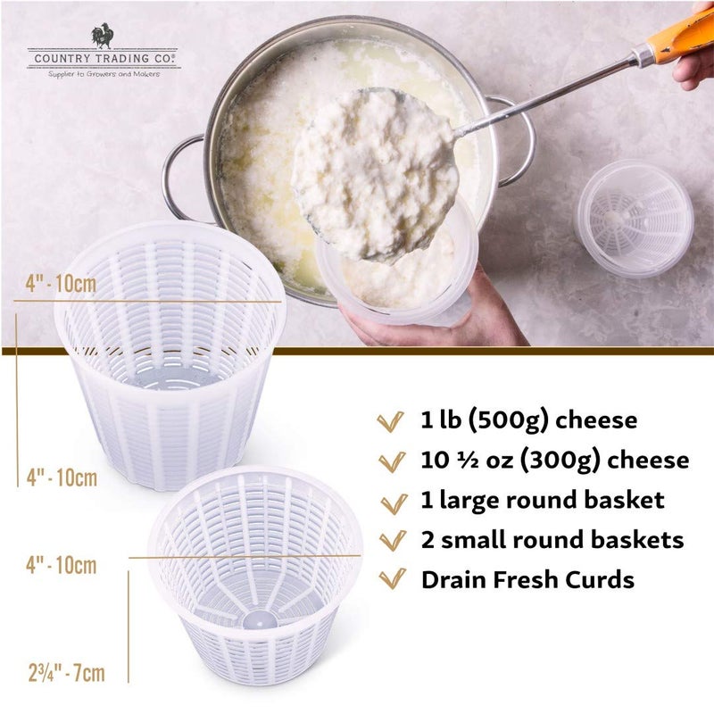 Country Trading Co. Cheesemaking Molds - Ricotta Cheese Draining Baskets for Home Cheese making Made in Italy - Image 3