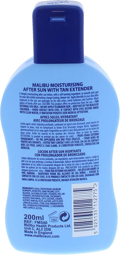 Malibu لوشن مرطب مالibu صن للعناية بعد الشمس مع موسع تان 200 مل - Image 2