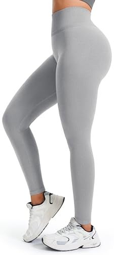 JOYSPELS Workout Leggings for Women Booty Lifting Leggings Gym Scrunch High Waist Non See Through Tummy Control No Front Seam Pants GhostGray S - Image 4