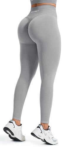 JOYSPELS Workout Leggings for Women Booty Lifting Leggings Gym Scrunch High Waist Non See Through Tummy Control No Front Seam Pants GhostGray S - Image 3