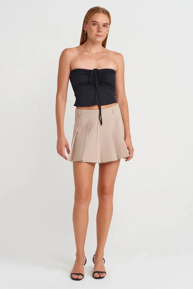 Dilvin Black DILVIN Women’s Strapless Crop Blouse With Tie Detail for Women | Best Price UAE