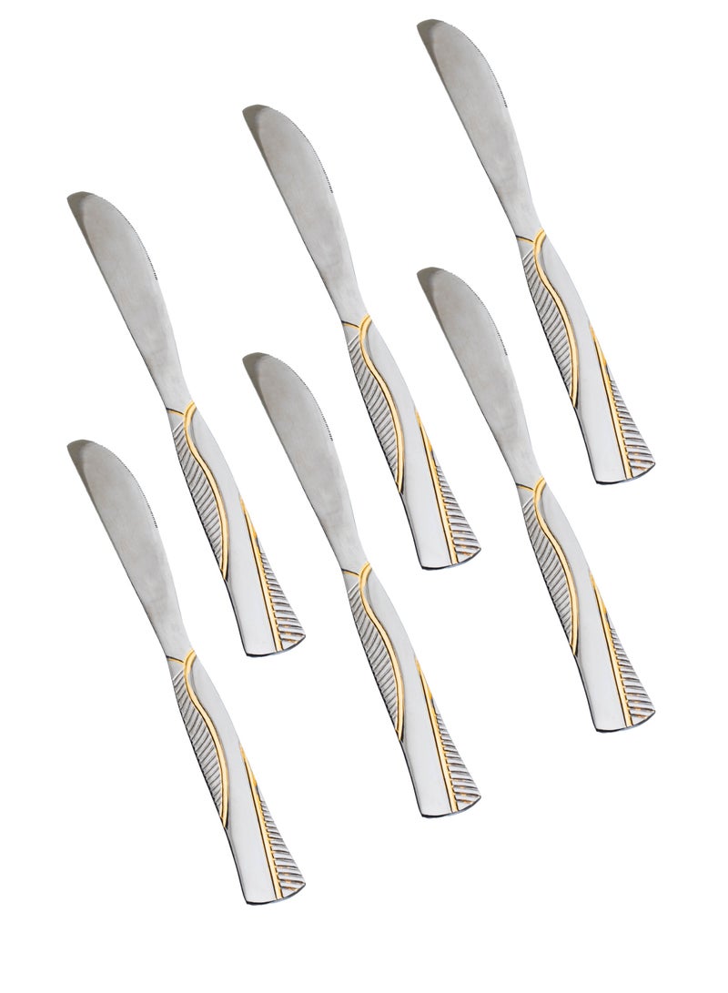 Hic Stainless steel dinner knife with golden style 6 pieces  - Image 1