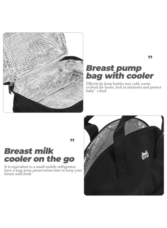 جيكون أسود معزول الغداء حقيبة مزدوجة سطح السفينة بسيطة بينتو برودة حقيبة مانعة للتسرب الغداء حمل حقيبة ل علب الاغذية للنساء الرجال الكبار نزهة العمل التنزه الشاطئ - Image 4