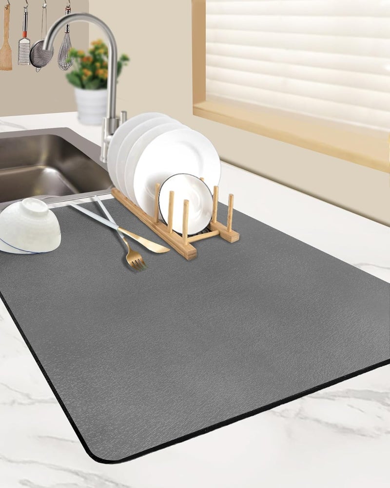 Hotmir Dish Drying Mat for Kitchen-Counter:Super Absorbent Coffee Mat Hide Stain Dish Mat Drying Kitchen Mat | Non Slip Rubber Backed Dish Drying Matt Kitchen Counter for Dish Rack Mat & Coffee Bar - Image 1