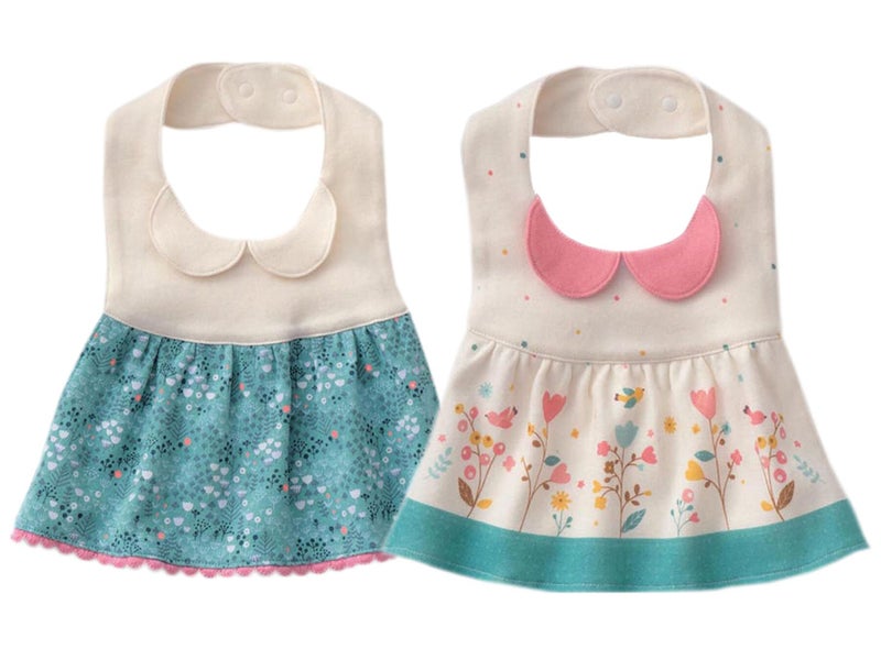 GZMM Baby Girl's Princess Type Waterproof Bibs with Adjustable Snaps,2 Pack - Image 1