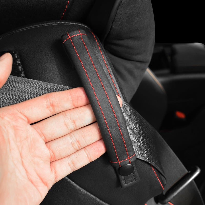 KUNGKIC for Toyota GR86 Subaru BRZ 2021 2022 2023 2024 2025 Seat Belt Pads Cover Kit PU Leather Interior Decoration Accessories 2PCS Black - Image 4