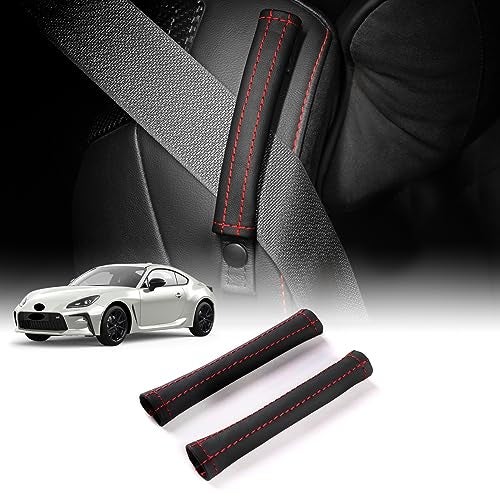 KUNGKIC for Toyota GR86 Subaru BRZ 2021 2022 2023 2024 2025 Seat Belt Pads Cover Kit PU Leather Interior Decoration Accessories 2PCS Black - Image 1