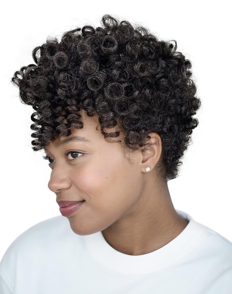 QUEENTAS 3 Packs 10 Inch 12MM Short Prelooped Synthetic Crochet Hair Extensions for Black Women Lightweight African Braids with Jamaican Bounce Ringlet Wand Curl Perfect for Daily1B Natural Black - Image 2