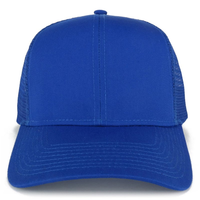 Armycrew XXL Oversize High Crown Adjustable Plain Mesh Back Trucker Baseball Cap - ROYAL - Image 2