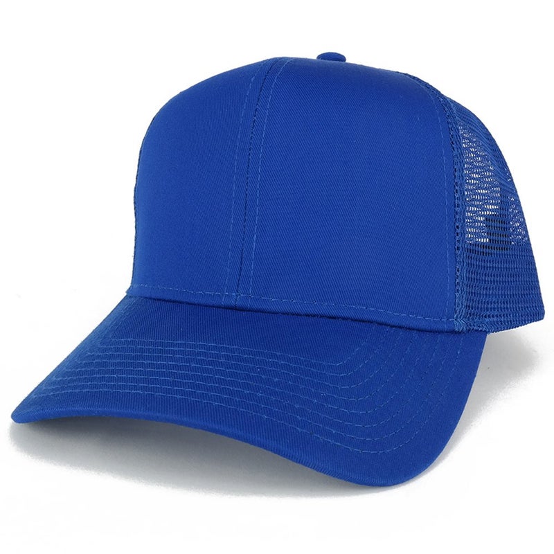 Armycrew XXL Oversize High Crown Adjustable Plain Mesh Back Trucker Baseball Cap - ROYAL - Image 1