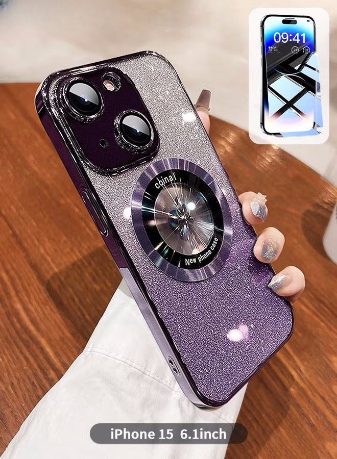 Magnetic Case for iPhone 15 6.1 Inch Case with 1 Pack Screen Protector, Compatible with MagSafe, Official Color Match for iPhone, Shockproof Phone Cover with HD Tempered Glass Film - Image 1