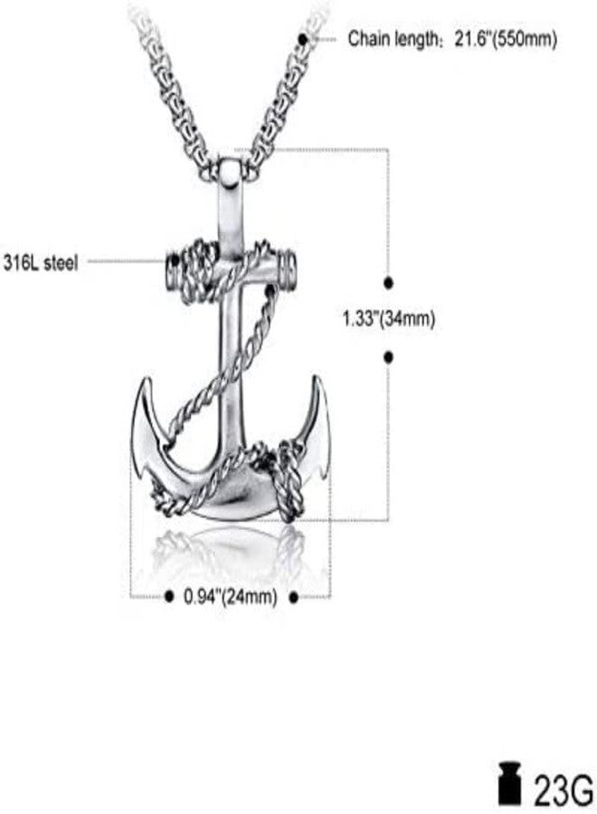 MEENAZ Pendant for Men Boys boyfriend Pendants for Men Silver Pendent with Chain Stainless Steel Anchor Pendant Chain for Men Jewellery Men Birthday Gift gents Anniversary Gift for Husband valentine - Image 2