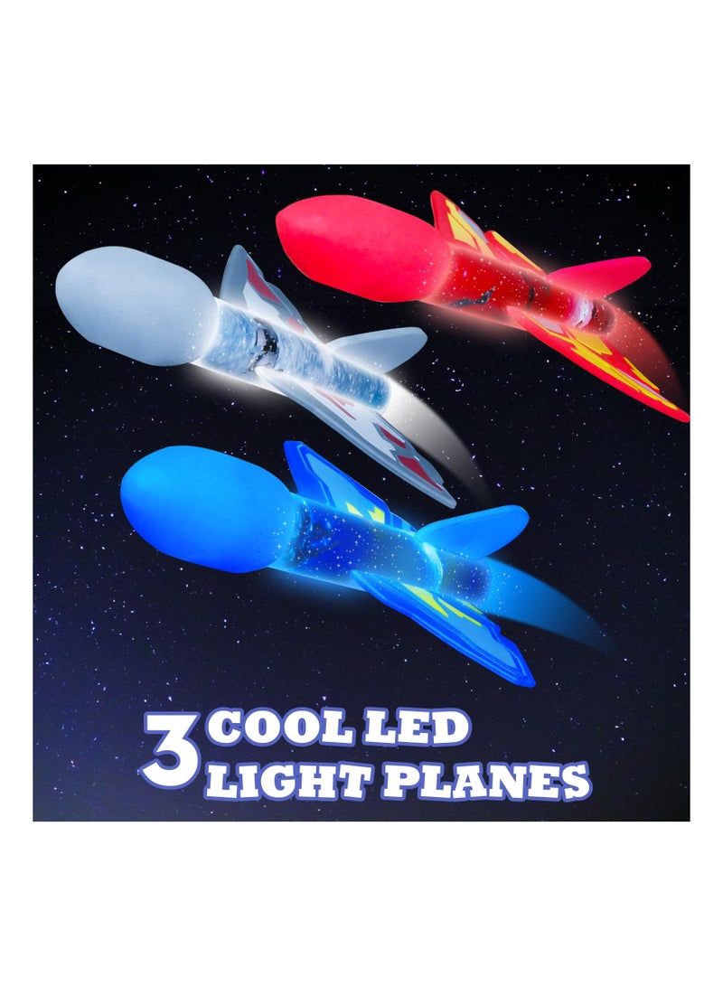 Kids Rocket Launcher, Stomp to Launch Up to 100 Ft, Includes 3 LED Light-Up Planes & 3 Foam Stunt Planes, Perfect Outdoor Toys for Boys & Girls Ages 3-12, Great for Camping, Travel & Birthday Gifts. - Image 2