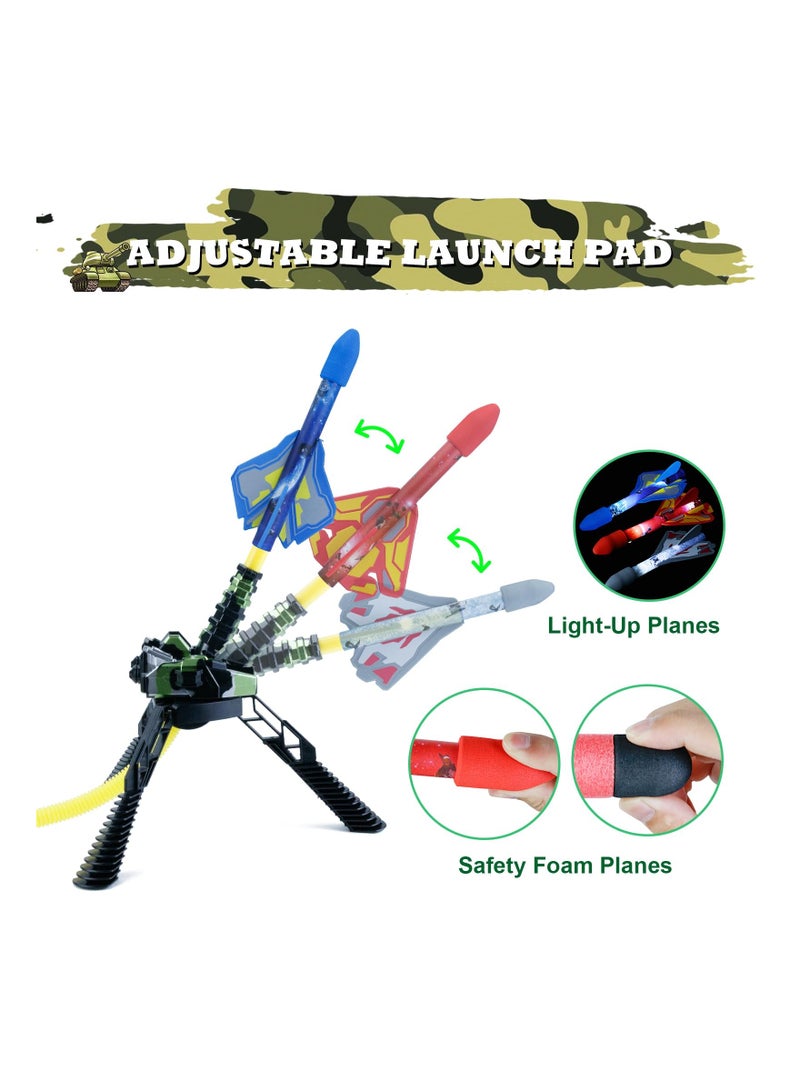 Kids Rocket Launcher, Stomp to Launch Up to 100 Ft, Includes 3 LED Light-Up Planes & 3 Foam Stunt Planes, Perfect Outdoor Toys for Boys & Girls Ages 3-12, Great for Camping, Travel & Birthday Gifts. - Image 4
