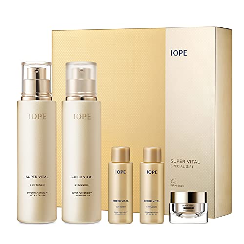 IOPE Super Vital Skin Care Set  Luxury Korean Skincare Gift Set for Anti Aging Including Face Toner Lotion and Moisturizer for Wrinkle Care  Facial Care Kit for All Skin for Hydration  Lifting