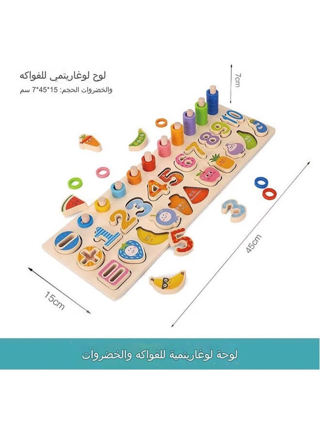 Wooden Number Puzzle Sorting, Wooden Montessori Toys for Toddlers, Preschool Educational Toys, Shape Sorter Counting Toys Stacker Stacking Game for Toddlers 1-3