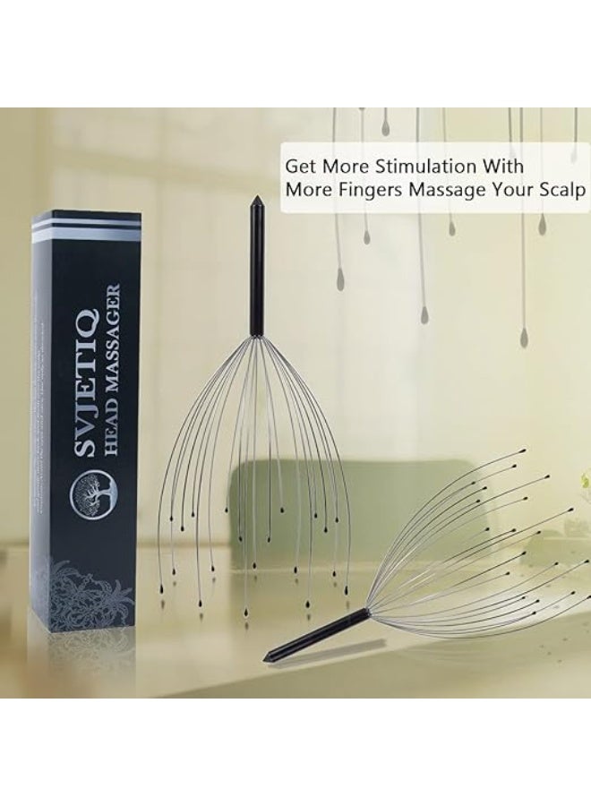 Head Massager Scratcher 2 Pack Handheld Scalp Massage Tingler 20 Fingers For Deep Relaxation For Men And Women - Image 2