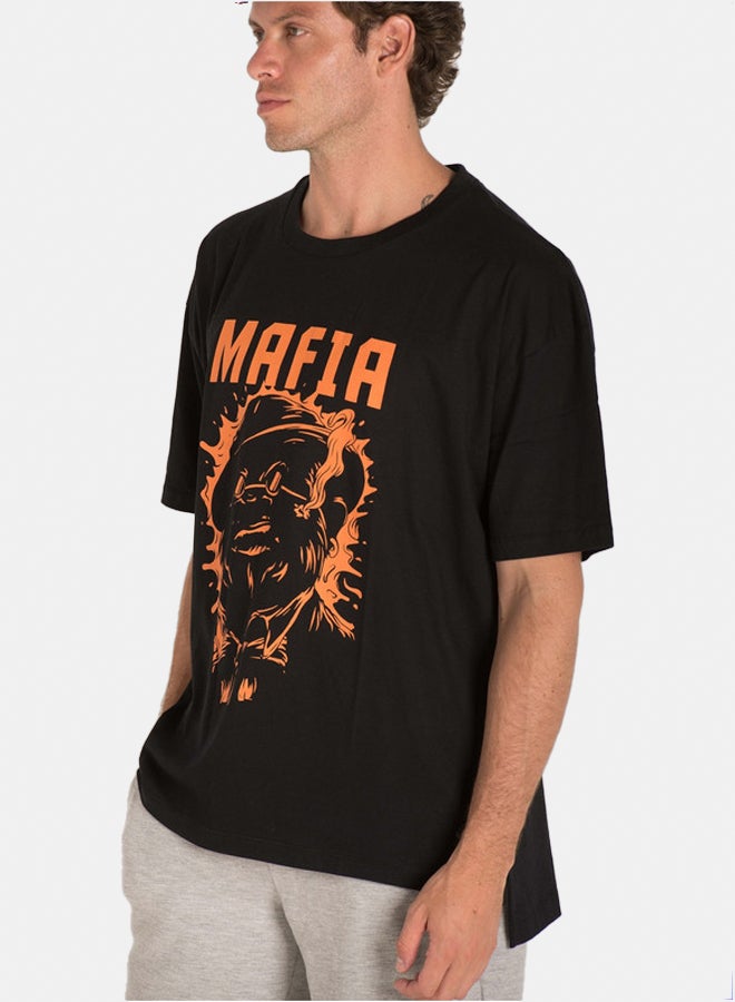 Marco Bergamo BLACK T-SHIRT WITH PRINT - Image 4