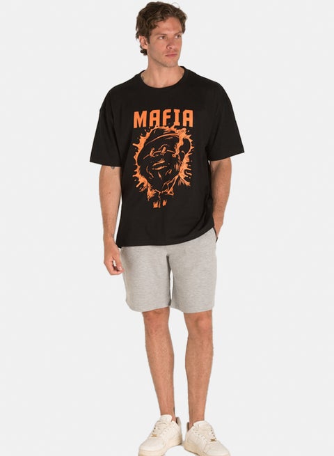 BLACK T-SHIRT WITH PRINT