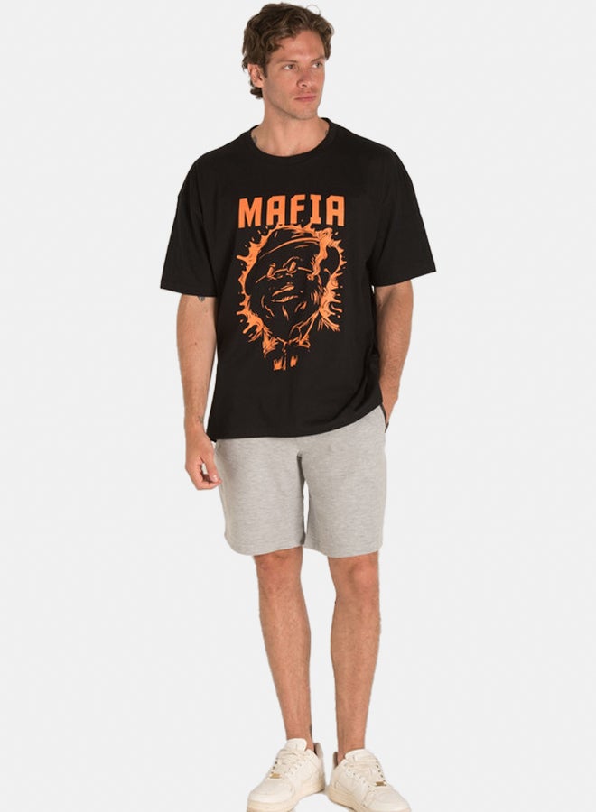 Marco Bergamo BLACK T-SHIRT WITH PRINT - Image 1