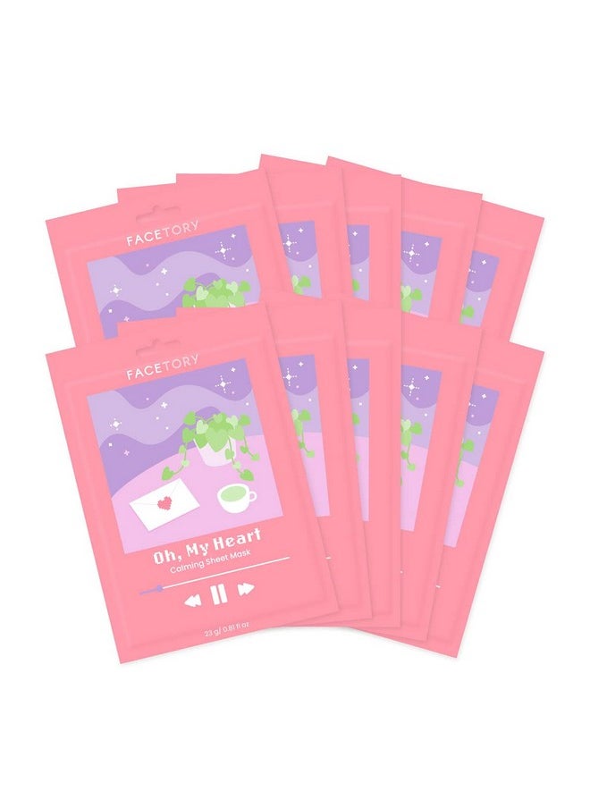 FACETORY - FACETORY K Beauty Face Mask Skin Care - CALMING Sheet Mask for ACNE-PRONE Skin with Heartleaf Extract | Calms Redness Smoothes Texture (10 Pack) - Image 1