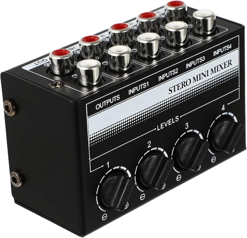 4-Channel Mini Audio Mixer Passive Stereo Mixer for Recording Parties Home Studio USB Functionality - Image 1