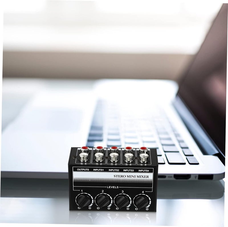 4-Channel Mini Audio Mixer Passive Stereo Mixer for Recording Parties Home Studio USB Functionality - Image 3