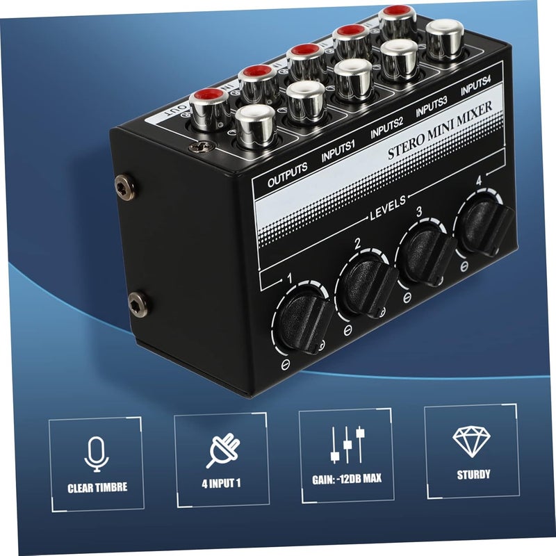 4-Channel Mini Audio Mixer Passive Stereo Mixer for Recording Parties Home Studio USB Functionality - Image 5
