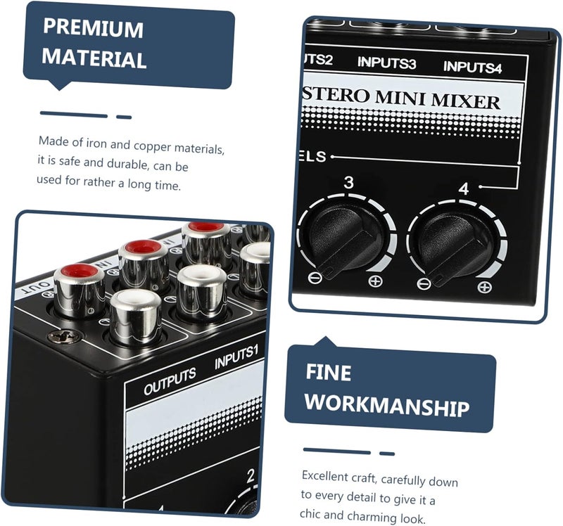 4-Channel Mini Audio Mixer Passive Stereo Mixer for Recording Parties Home Studio USB Functionality - Image 2