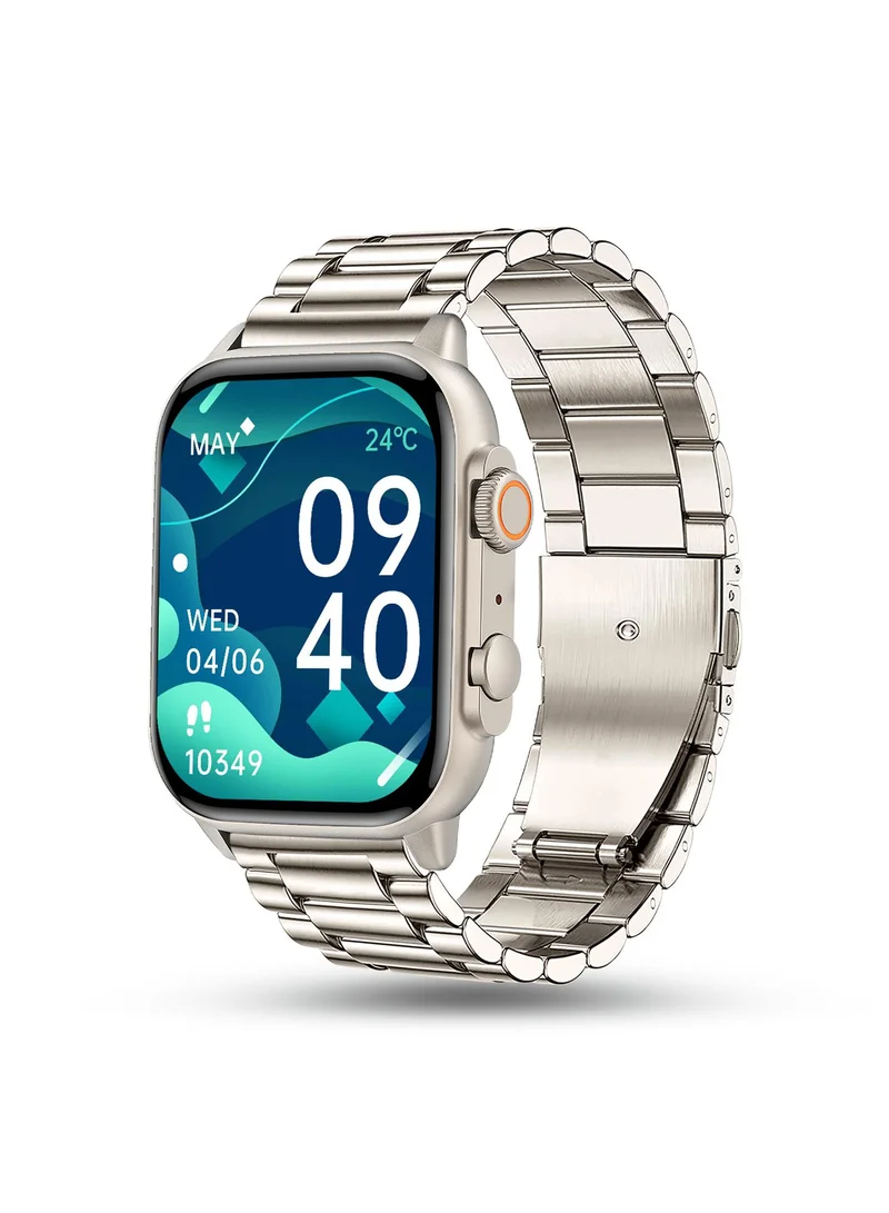 Pebble Astra 1.96" AMOLED Smartwatch for Men and Women, Always On Display, Bluetooth Calling, Voice Assistant, Heart Rate Monitoring, SpO2, Multi-Sports Modes, Titanium Metal